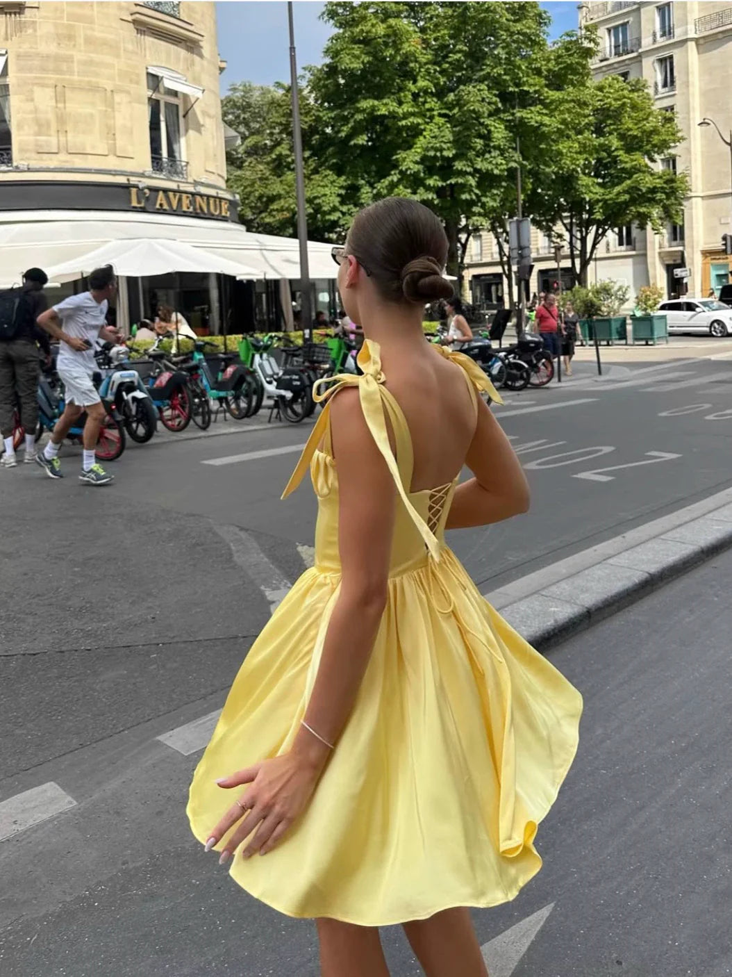 Luolandi A Line Bow Strap Prom Dress Charming Homecoming Dress Sweetheart Graduation Dress Simple Birthday Party Dress